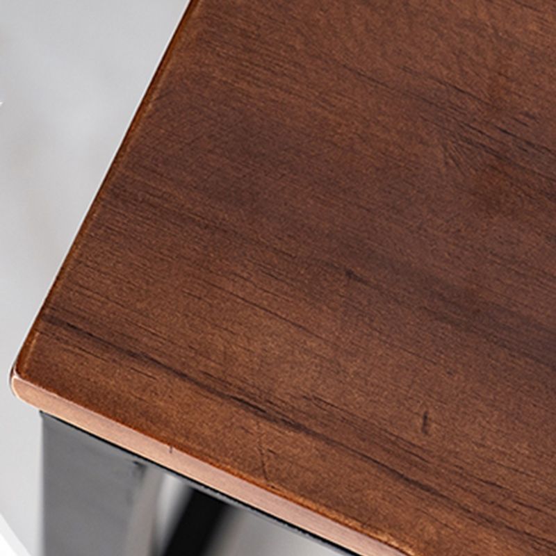 Dark Brown Solid Wood Top Console Table with Metal Sled Legs