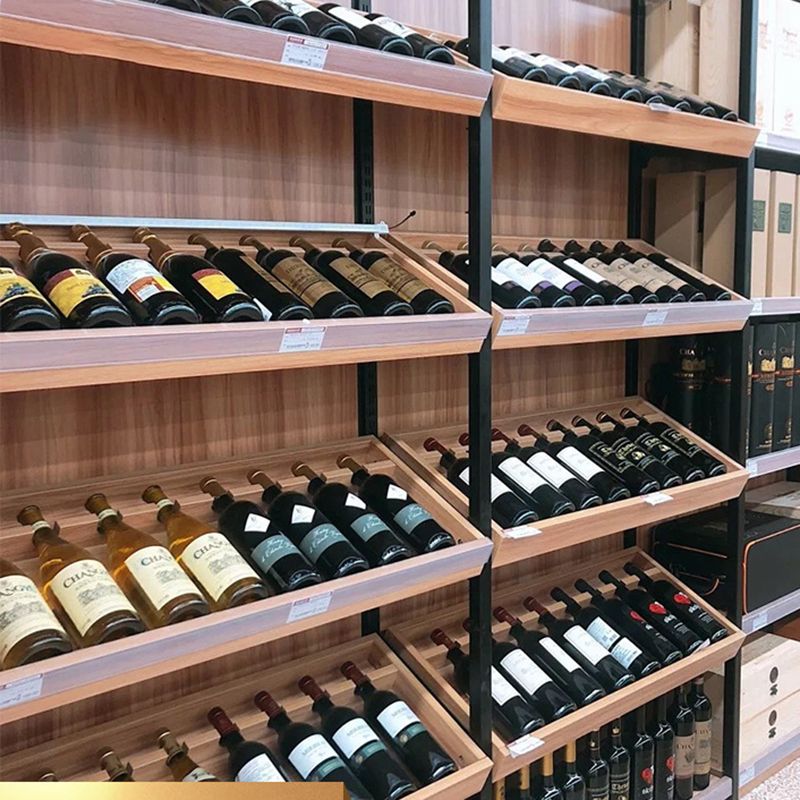 Wine Bottle Holder Modern Wood and Metal Bottle Holder Manufactured Wood