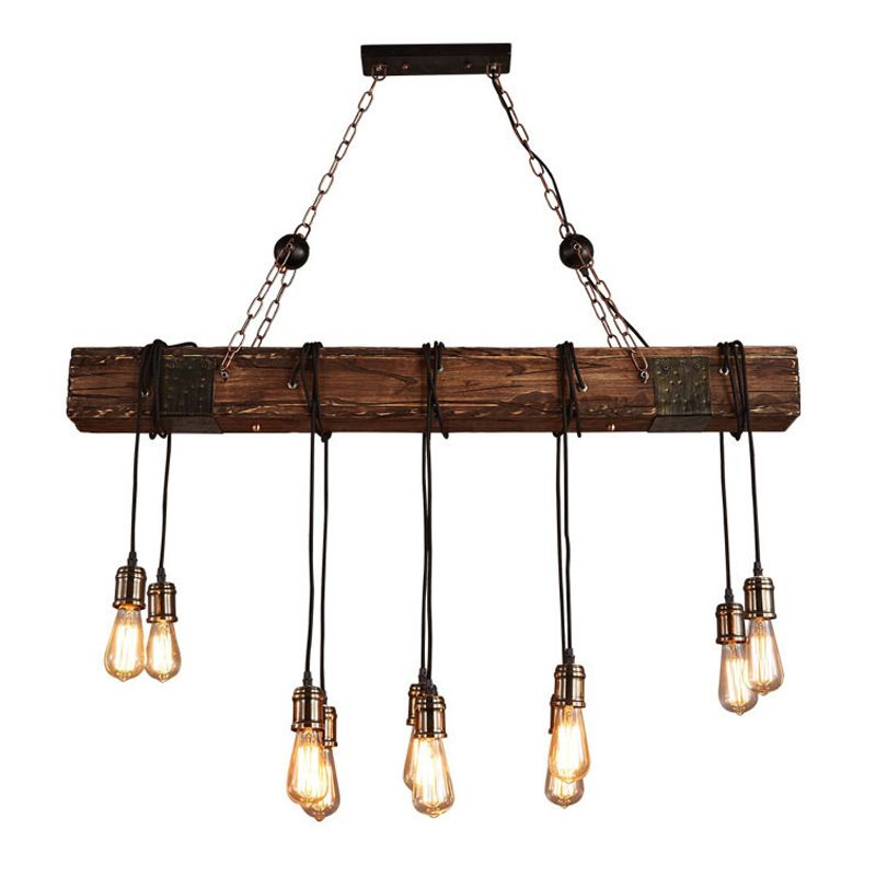 Industrial Bulb Pendant Island Pendant Lights Wood Multiple-Light Island Pendant Lights