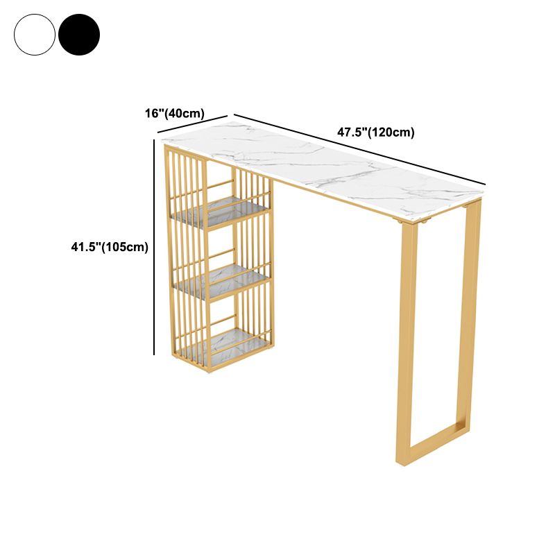 Glam 1/3/5 Pieces Bar Table Set Rectangle Stone Counter Table with Stools for Living Room