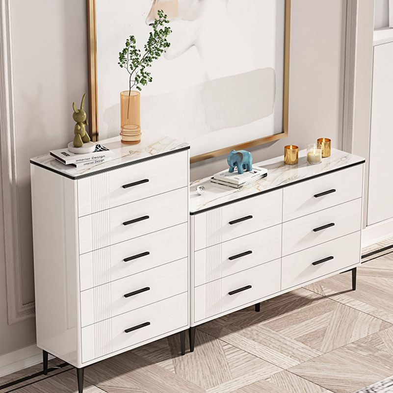 Glam Stone Storage Chest Bedroom 11.8" Wide Chest in White with Drawers