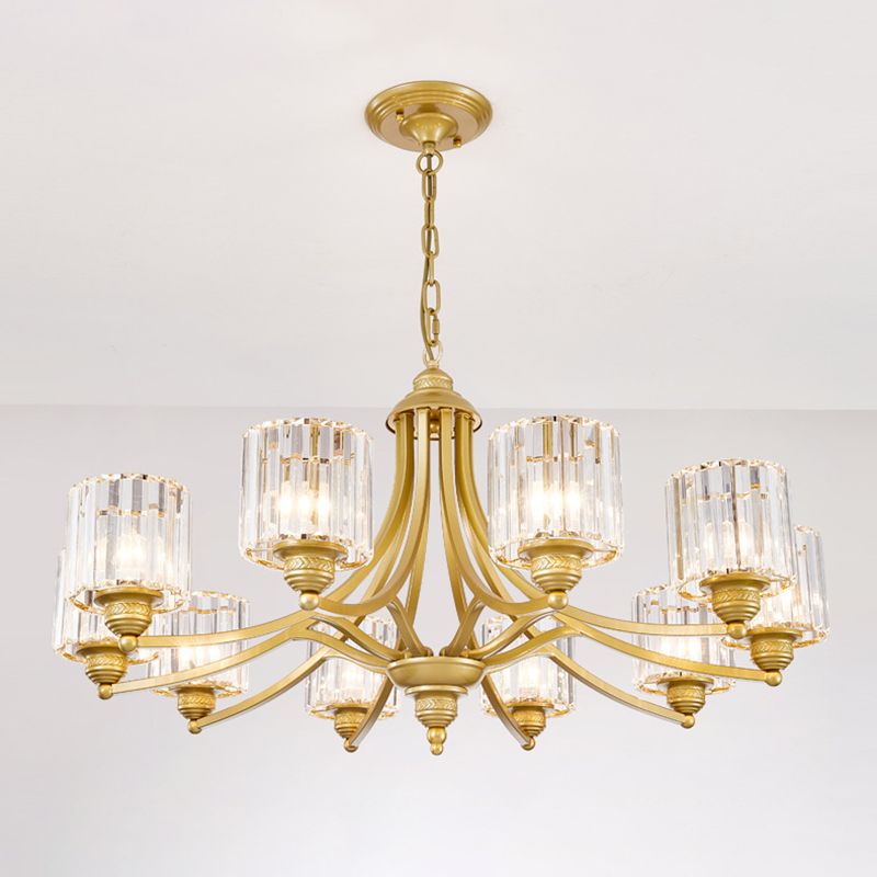 Modern metaalhangende kroonluchter lichtcilinder helder kristal schaduw plafond kroonluchter voor woonkamer