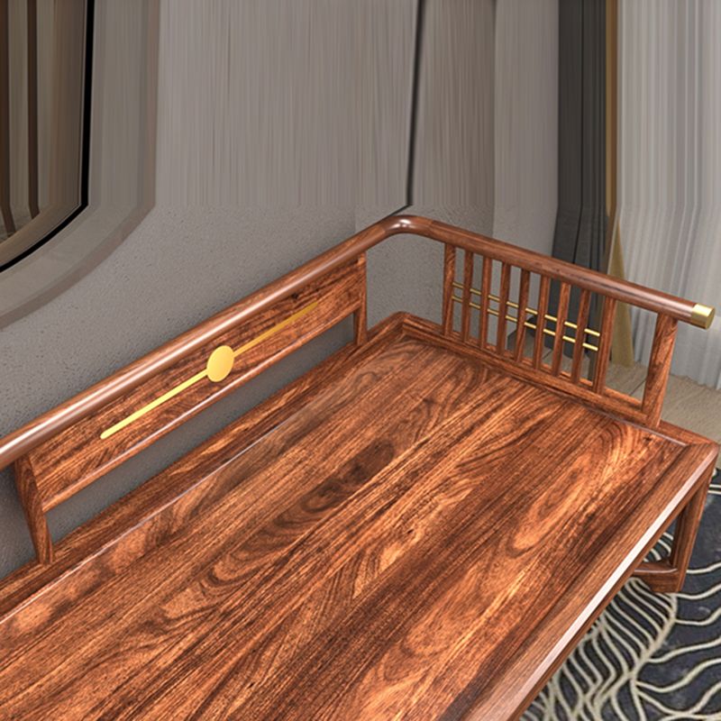 Traditional Brown with Arms Chaise Wood Round Arms for Bedroom Living Room