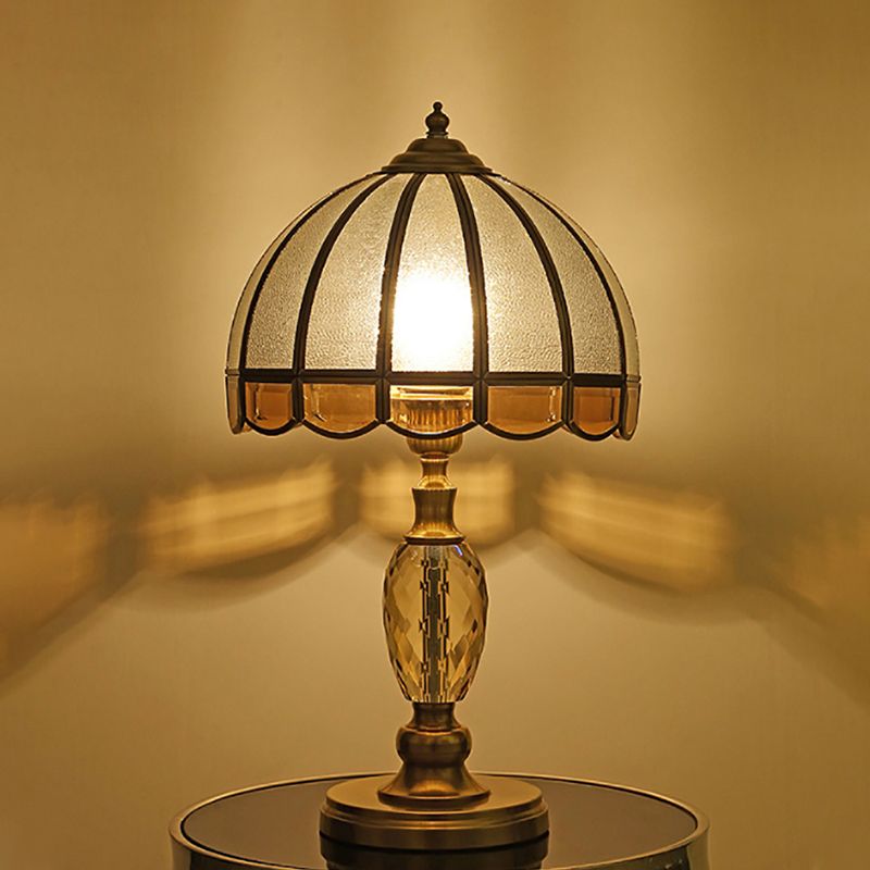 American Brass Table Lamp Flower Shape Table Light with Glass for Bedroom