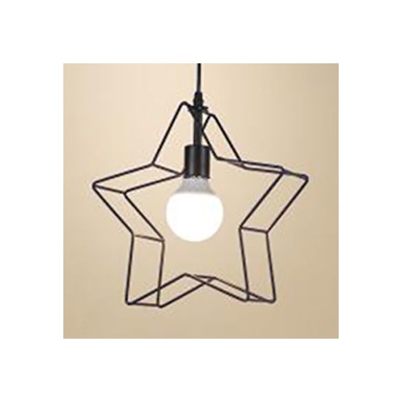 1 Light Star Ceiling Hanging Light Minimalist Black/Bronze Metal Wire Pendant Lighting for Living Room