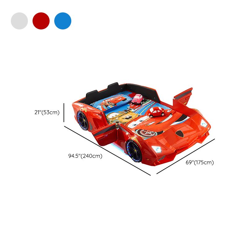 Modern Race Car Platform Bed Upholstered Faux Wood Bed Frame