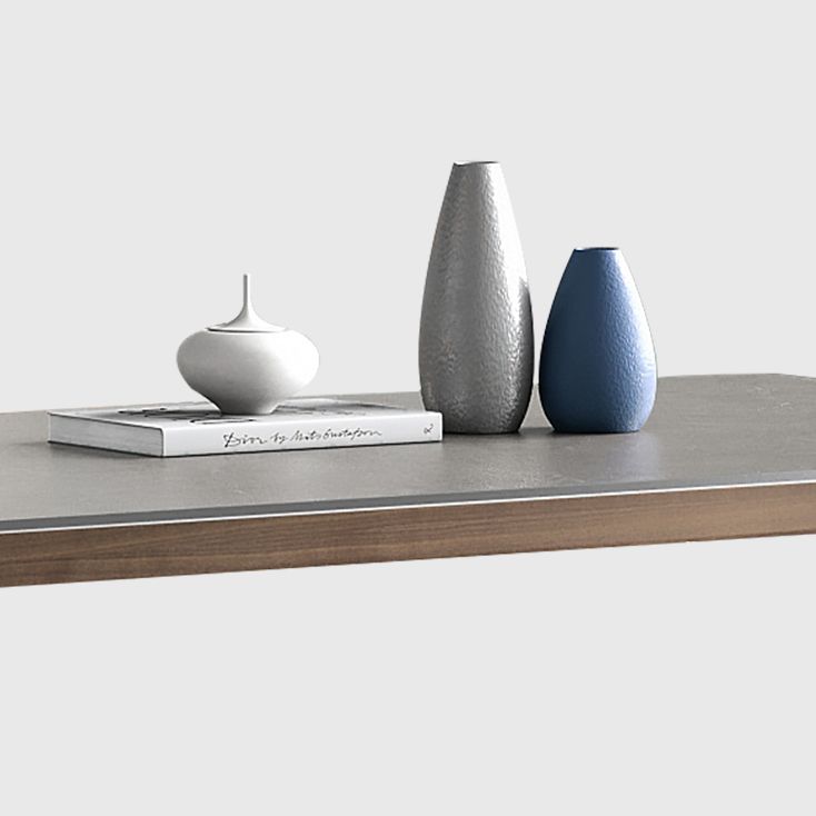 Contemporary Gray Sintered Stone Dining Table Rectangle Shape Standard Dining Table for Kitchen