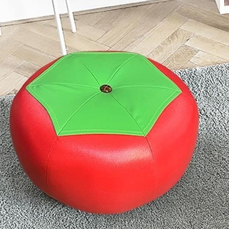 Pouf Tomato Pattern Ottoman Faux Leather Modern Specialty Ottoman