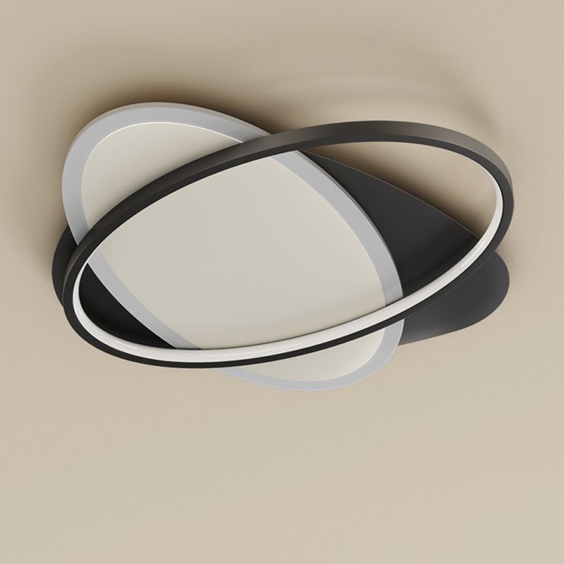 Plafonnier LED ovale minimaliste moderne en fer forgé avec abat-jour en acrylique