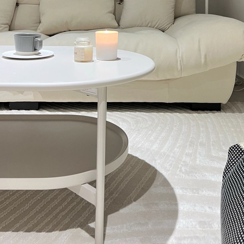 4 Legs Coffee Cocktail Table Wooden Oval Coffee or End Table with Shelf