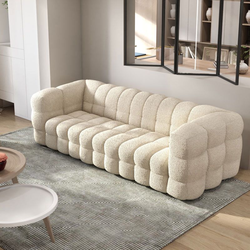 Contemporary Biscuit Back Tuxedo Arm Sofa Fabric Standard Sofa
