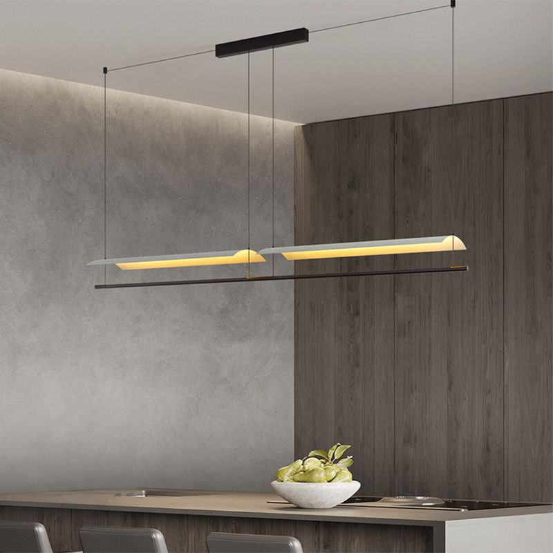 Square Shape Metal Island Pendants Modern Multi Lights Island Pendant Lights in Black