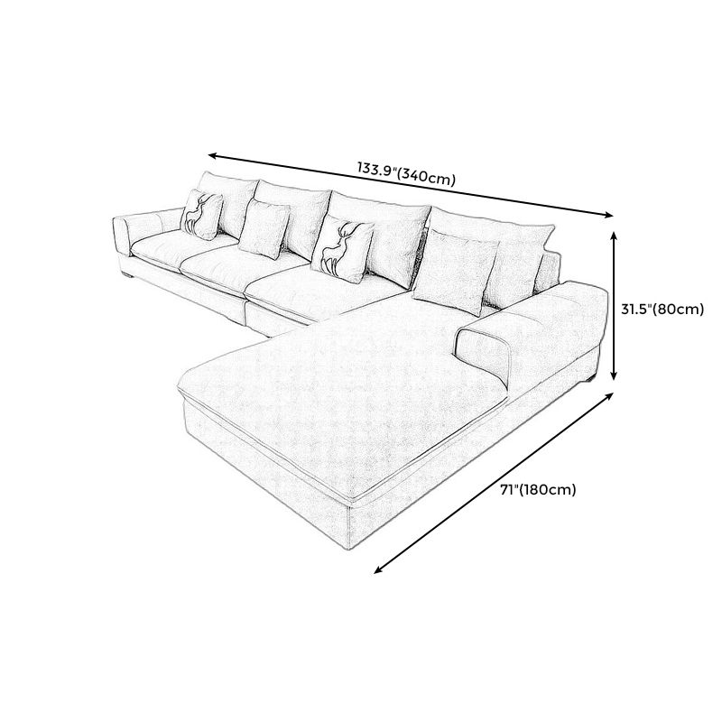 70"D Square Arms Sectionals with Removable Cushions for Living Room and Apartment