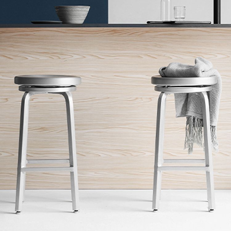 Contemporary Backless Metal Counter Stool with 4 Legs for Dining Room