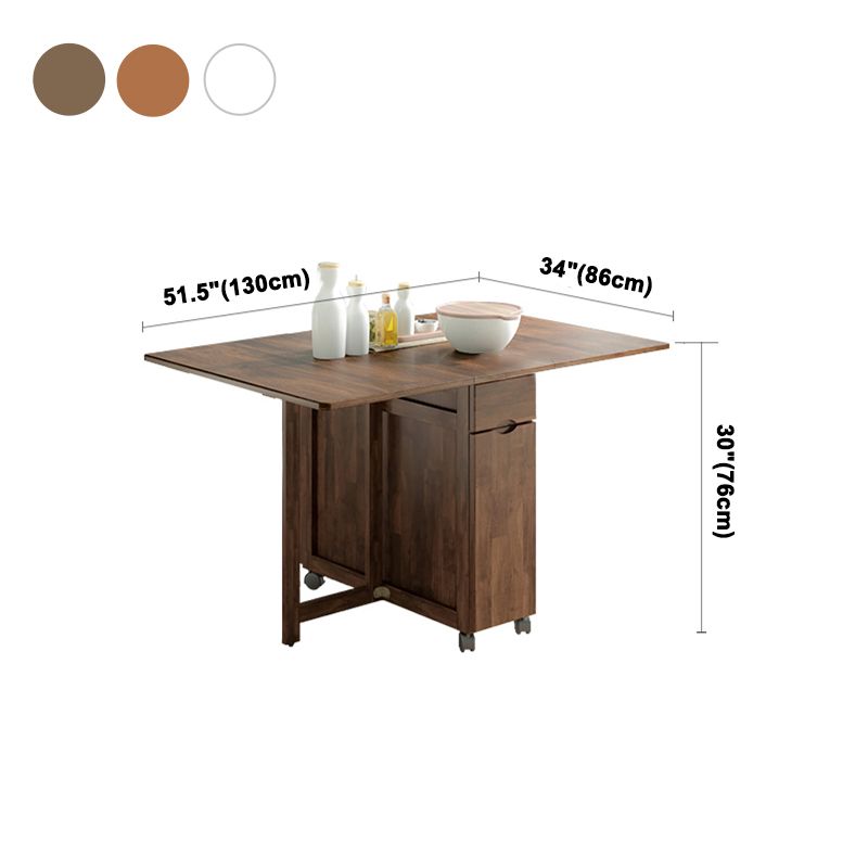 Modern Modern Eetting Table 51.18 "Rechthoek Rubberwood Drop-bladtafel (alleen tafel)