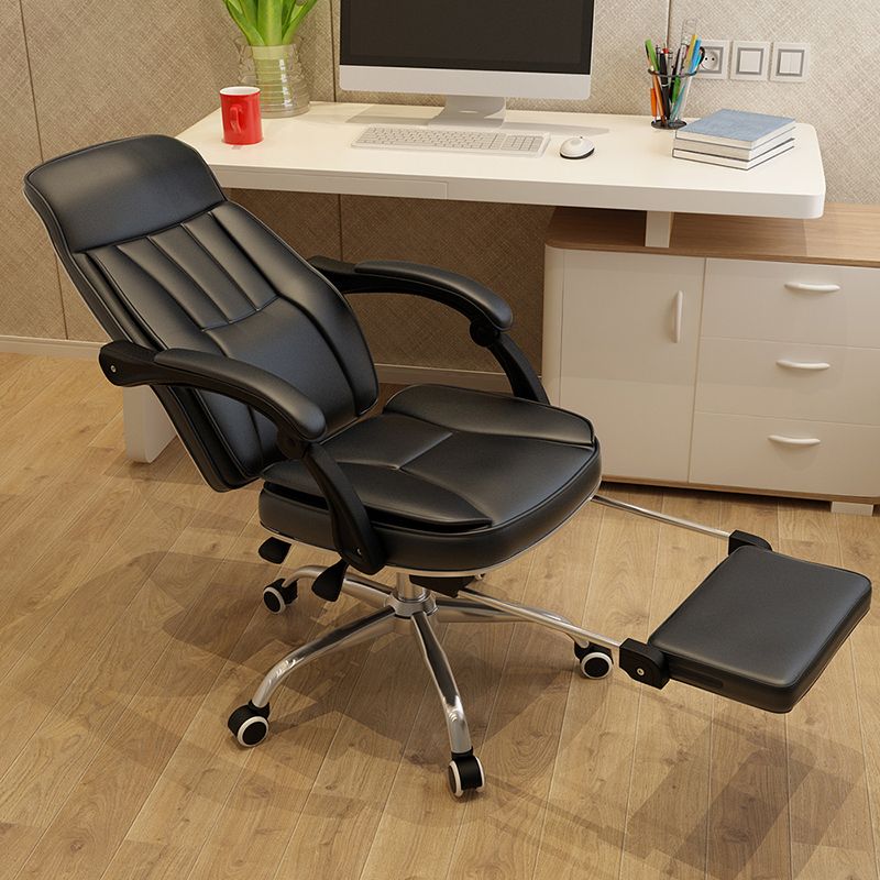 Modern Pillow Included Chair High-Back Leather Desk Chair with Wheels