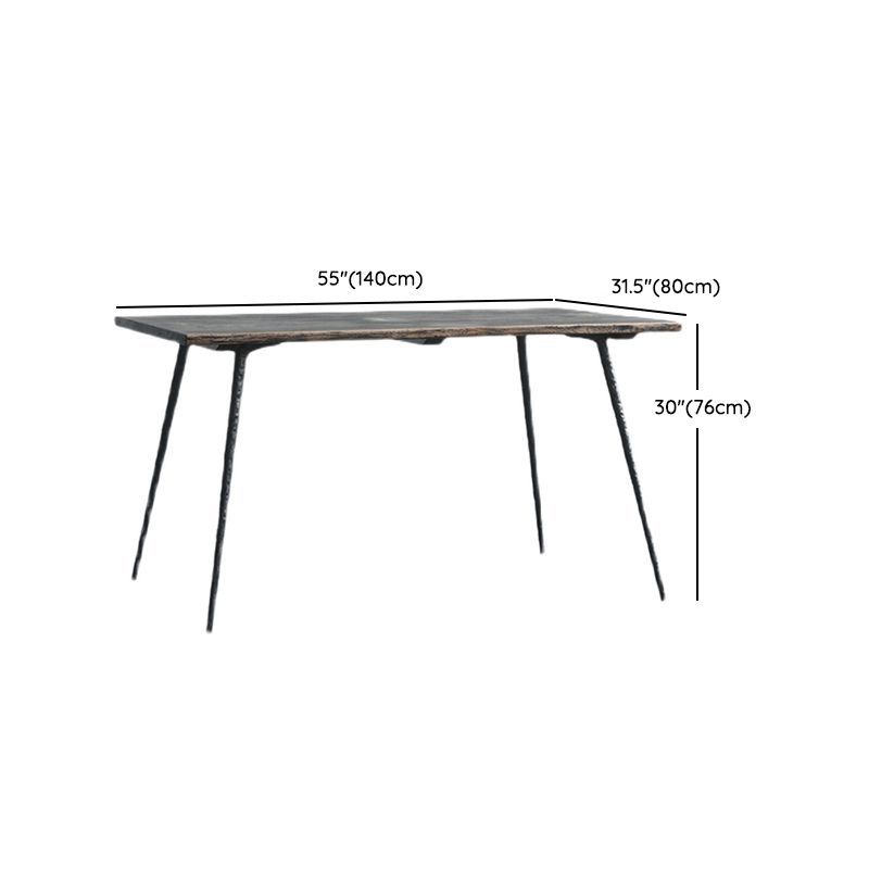 Black Oak Wood Dining Table Set 1/2/5 Pcs Industrial Metal Dinette Set for Home