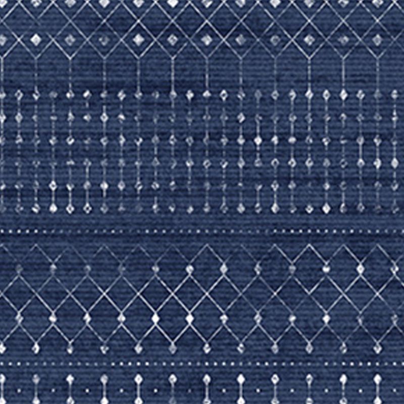 Navy Morocco Rug Polyester Print Indoor Rug Non-Slip Backing Rug for Drawing Room