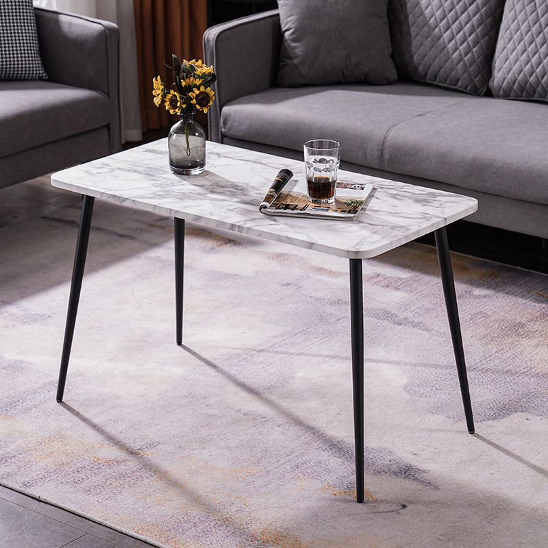 Modern Rectangle Wooden Top Coffee Table with 4 Iron Legs 1 Piece
