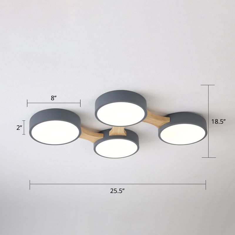 Macaron Creative Round Flush Lamp Acrylic Living Room LED Ceiling Mount Light Fixture