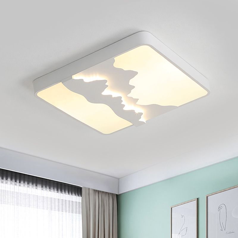 Quadratische Deckenleuchte aus Metall, modernes Grau/Weiß, 16"/19,5" breite LED-Einbauleuchte, warmes/weißes Licht