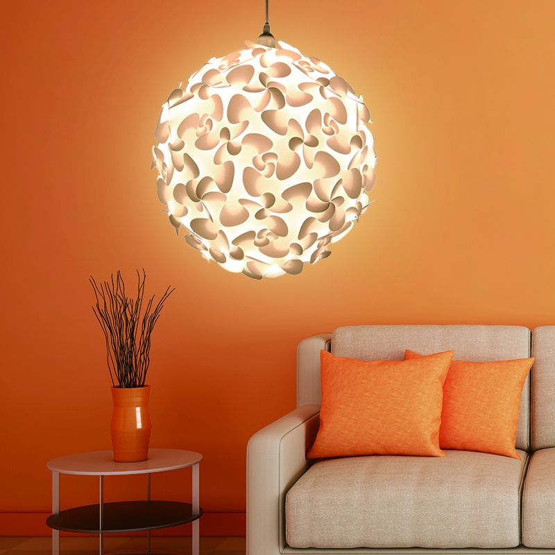 Art Deco 1 Light Pendant Light with Plastic Shade White Globe Hanging Ceiling Light, 18"/23.5" W