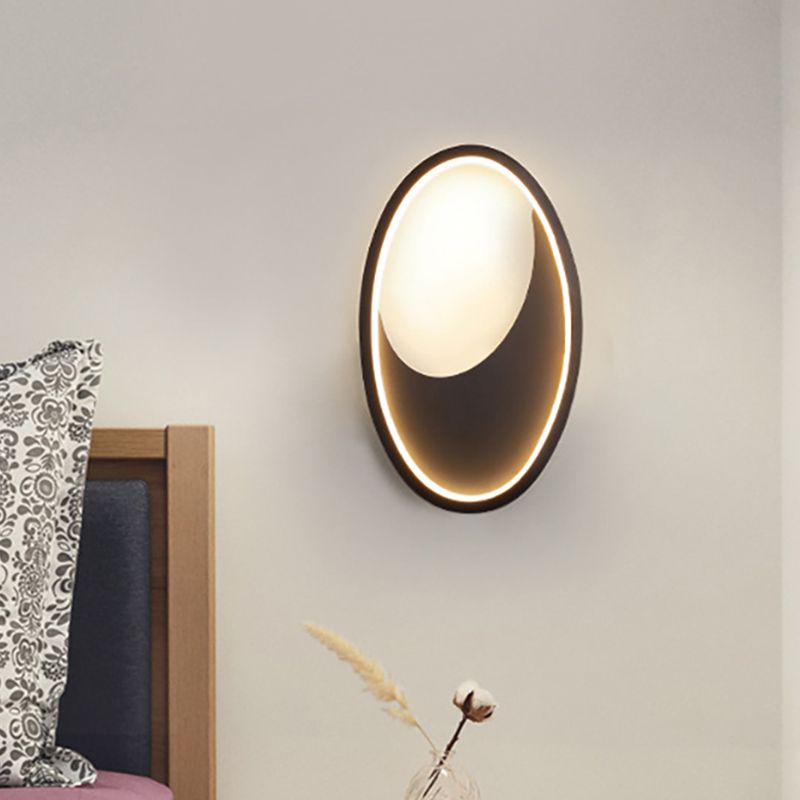 Ovale Mur Sconce Light moderne acrylique blanc / noir lampe murale à LED dans une lumière chaude / blanche pour la chambre