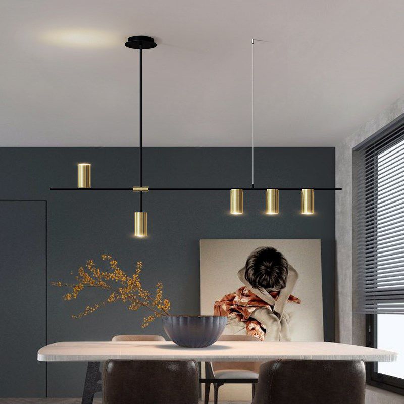 Contemporary Cylinder Island Lights Metal Island Pendant Fixture for Kitchen