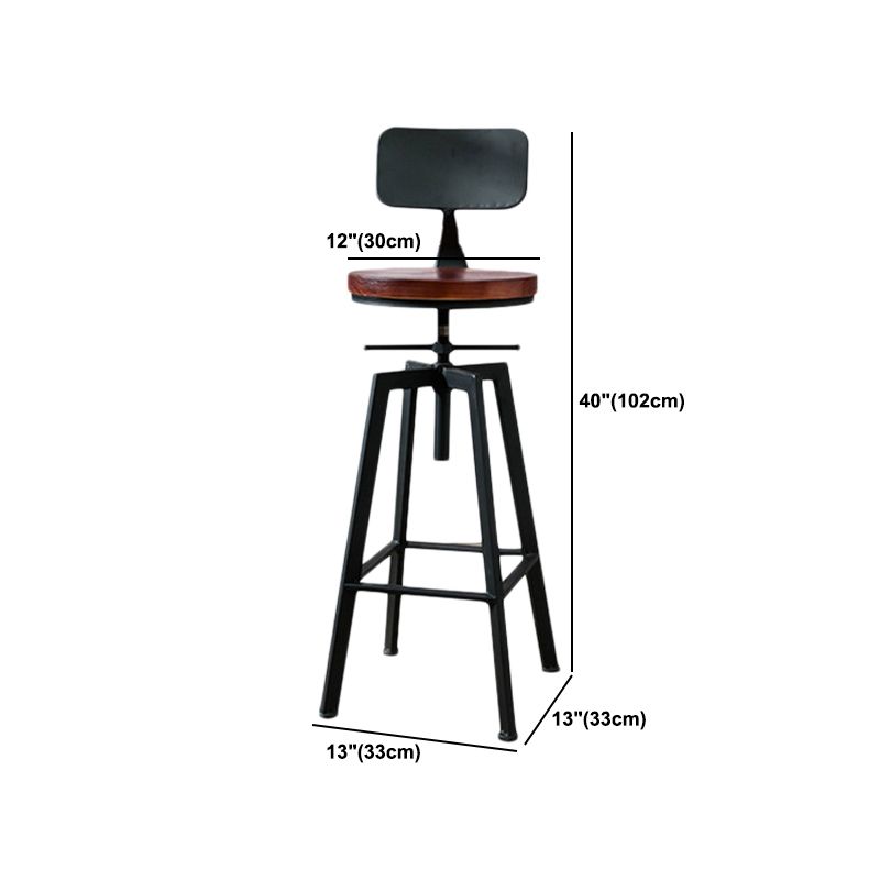 Industrial Metal Barstool Faux Leather Low Back Counter Stool with Iorn 4 Legs
