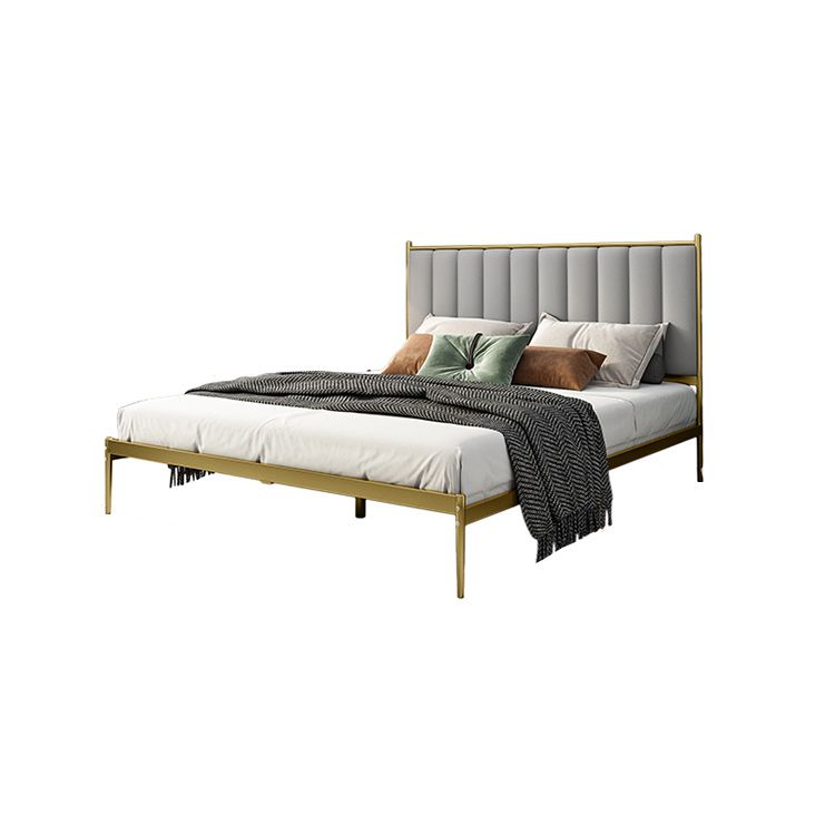Glam Metal Solid Color Rectangular Upholstered Headboard Standard Bed