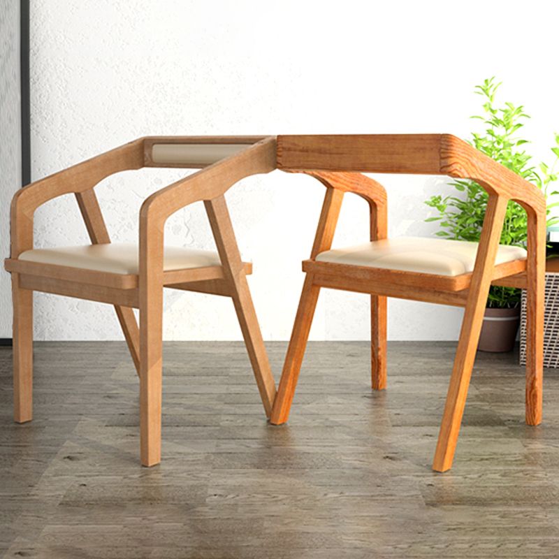 Silla contemporánea con brazo de comedor, silla lateral con patas de madera para cocina