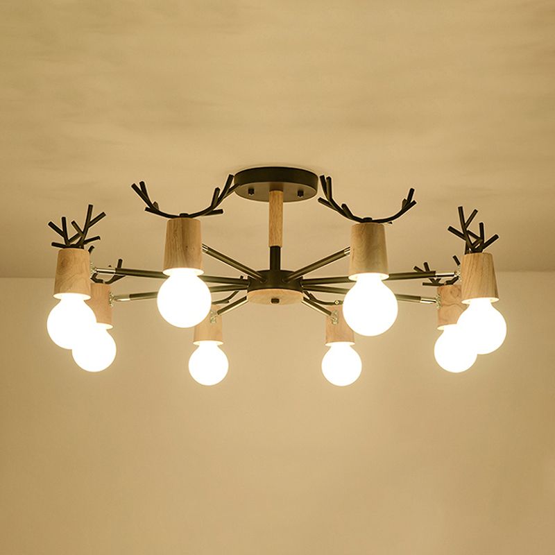 Luces de lámpara de araña de forma de asta de la lámpara de araña de madera moderna