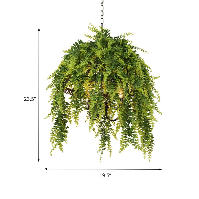 3 bollen metaal kroonluchter verlichting retro groene plant restaurant LED hangend plafondlicht