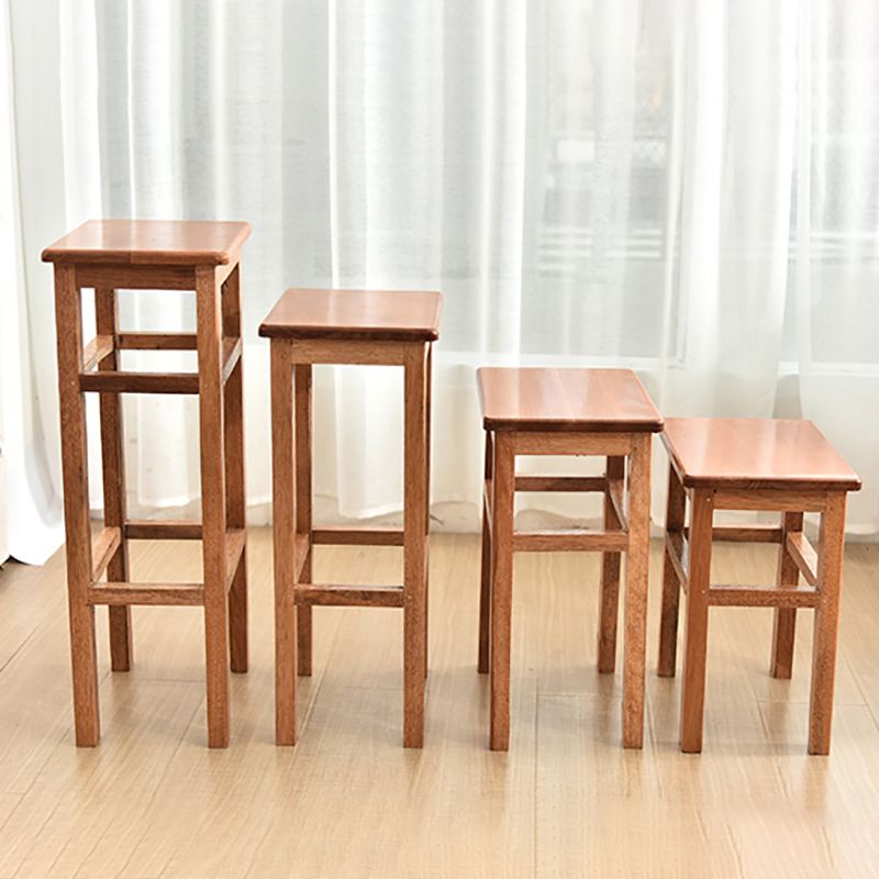 Modern Armless Stackable Counter Stool Wood Study Bar Stool with Wooden Seat and Pedal