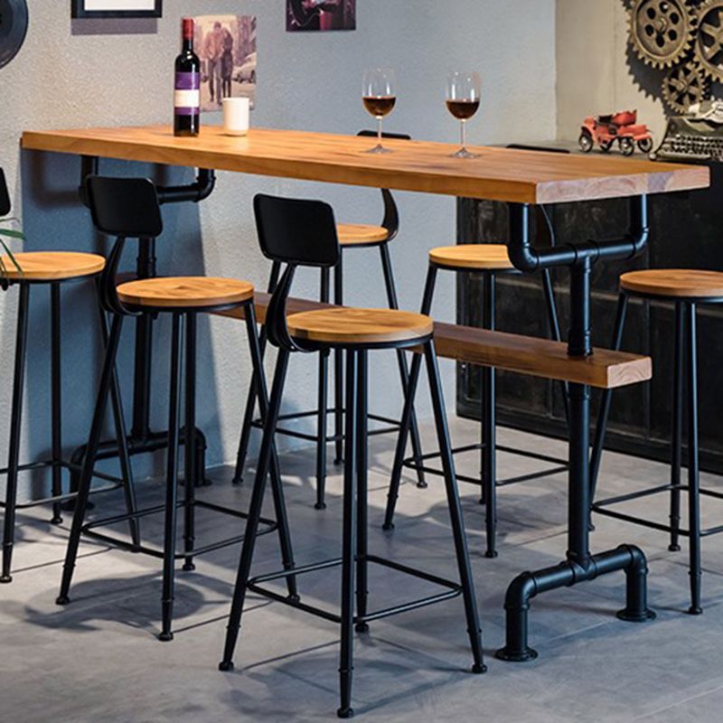 Modern Pub Height Dining Table Iron Solid Wood Pub Table for Living Room