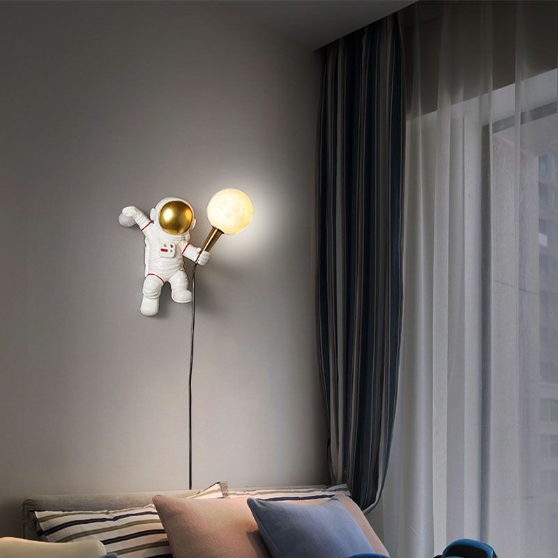 Astronaut Wandleuchten Beleuchtung Kinder Harz 1 Licht Schlafzimmer Wandleuchte mit Ballschatten