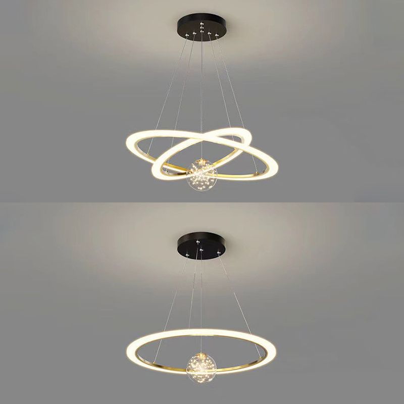 Multi Lights Ring Pendant Chandelier Modern Style Metal Hanging Lamps