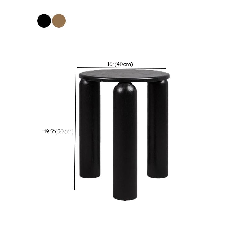 Nordic Side Table Round Solid Wooden End Table with Three Legs