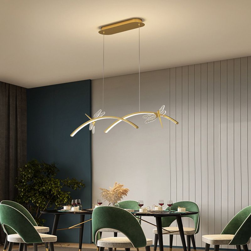 4 Leichte lineare Libelle Insel Lichter moderne Kronleuchter Metal Island Lighting