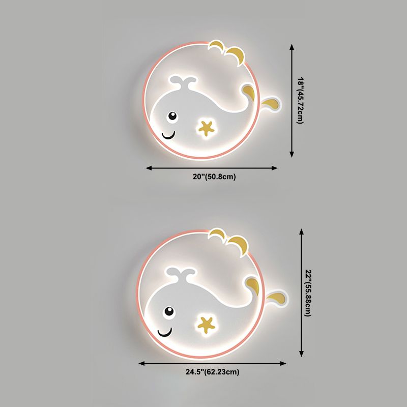 Whale Cartoon Ceiling Lamp Modern Creative Flush-mount Lamp for Kid's Room