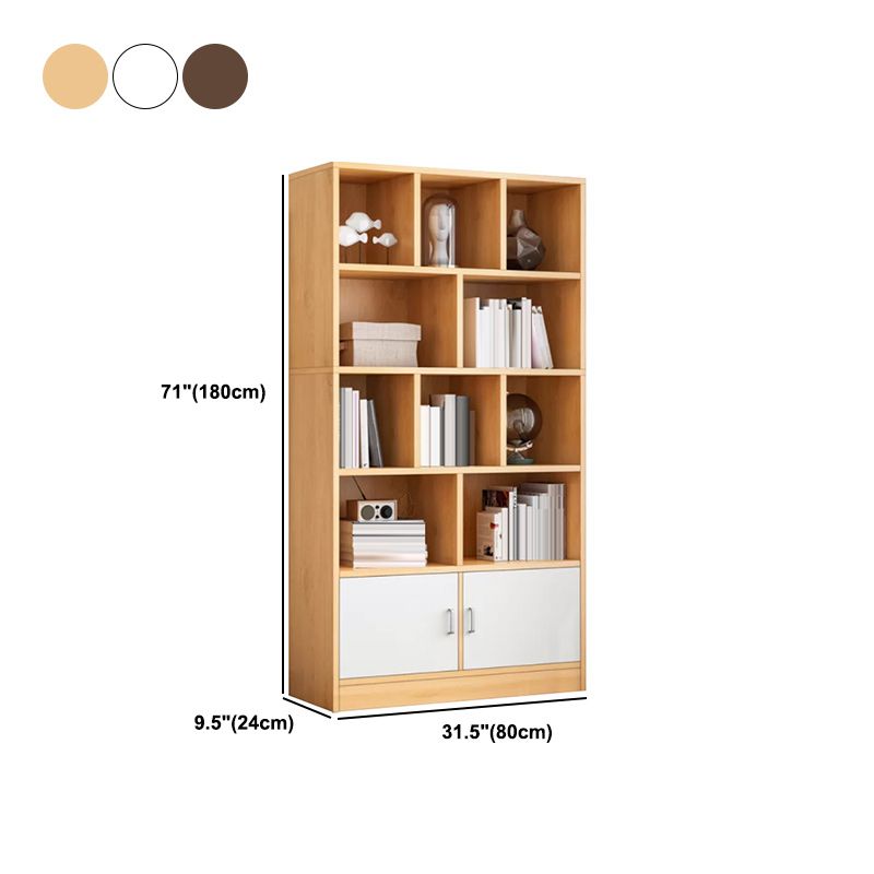 Modern Style Standard Bookcase with Doors Engineered Wood Bookshelf for Living Room