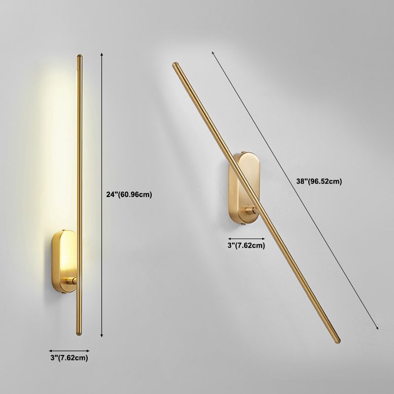 Acryl messing LED -muur sconce in moderne beknopte stijl koper lineair wandlicht voor binnenruimtes