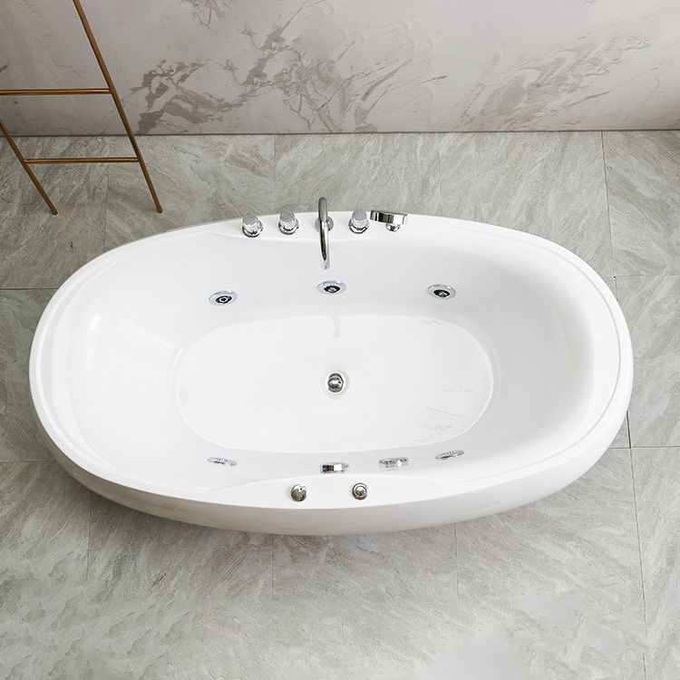 Modern Oval Acrylic Bathtub Hotel Freestanding Bath Tub in White