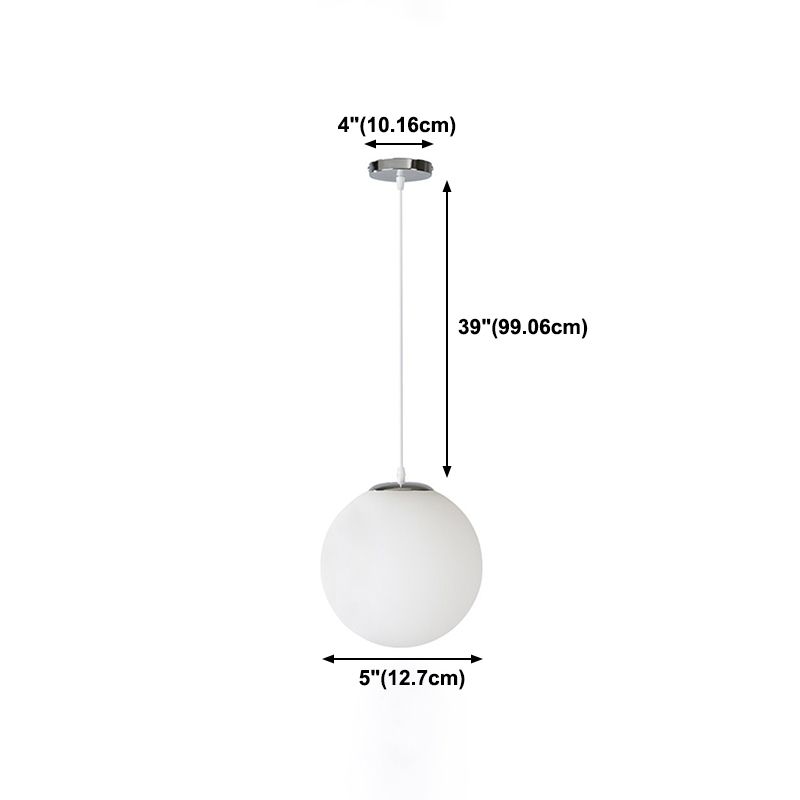 1 Light Ball Hanging Ceiling Light Modern Style Glass Hanging Lamp Kit