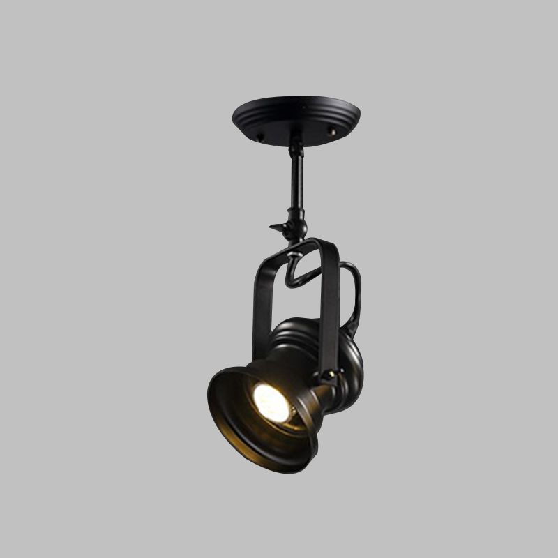 Industrial Style Camera Semi Flush Light Halterung 1-Light Metal Spotlight Flush Mount Lamp in Schwarz mit Henkel