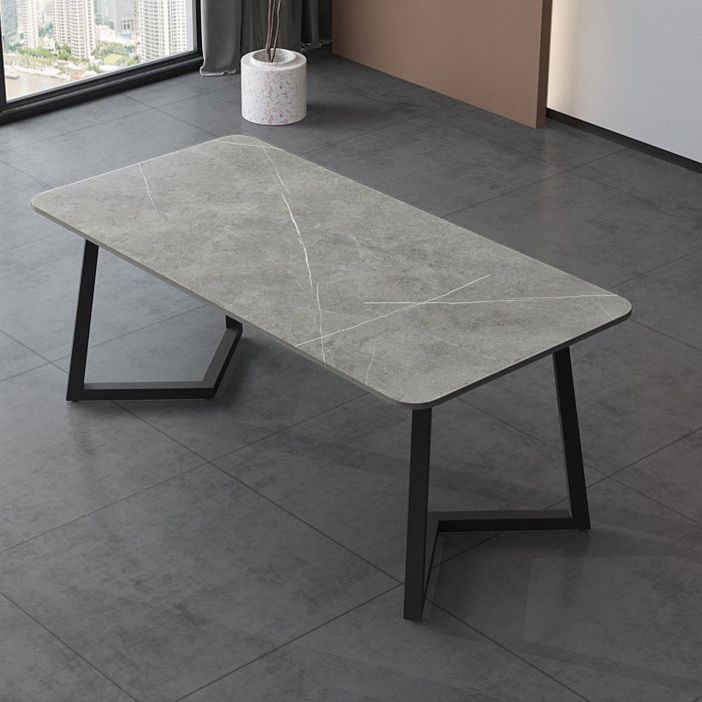 Mesa de comedor de piedra sinterizada Mesa de comedor moderna con pedestal doble