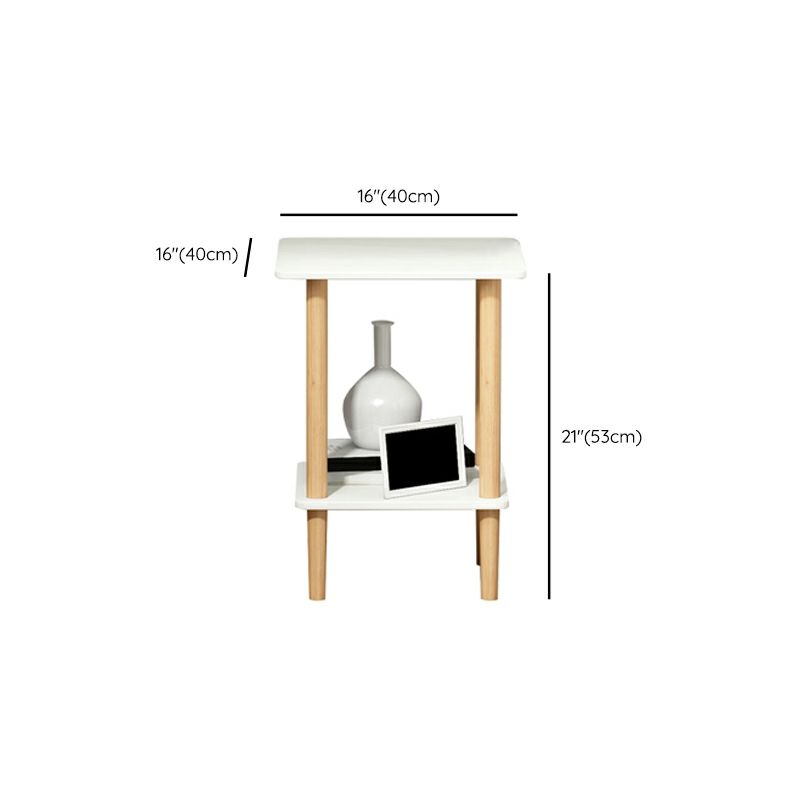 Modern Wood End Slide Table 2-Tier Corner Table with Storage