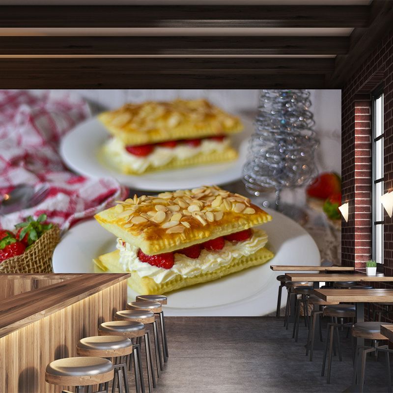 Contemporary Pastry Wall Mural Environment Friendly Wallpaper for Cake Shop