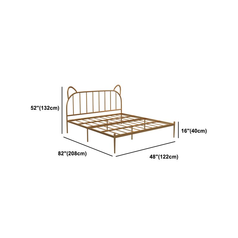 84.65 inch Wide Contemporary Bed Frame Metai Gold Slat Bed with Headboard