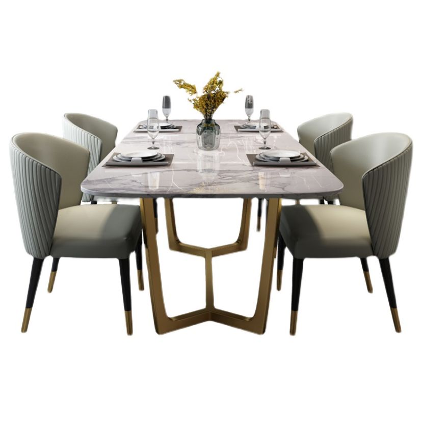Modern Rectangle Shape Standard Dining Set Sintered Stone White Dining Set for Kitchen